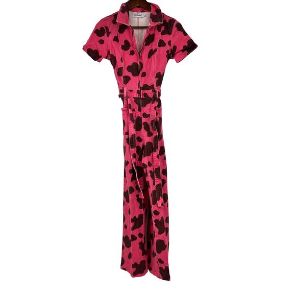 Rachel Antonoff Sal Jumpsuit moo pink cow print one piece novelty print size 2 - Picture 3 of 11